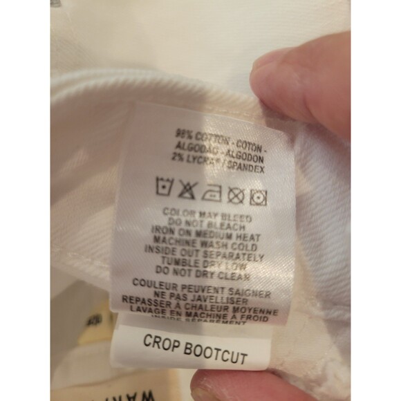 NWT Warp + Weft Crop Bootcut Jean Denim  White Women Size 0/25 Stretchy - Picture 11 of 12